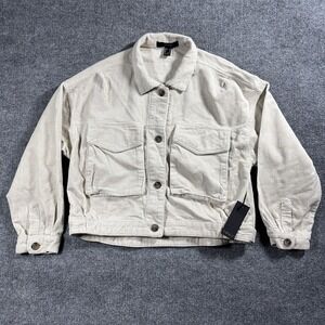 Forever 21 Corduroy Jacket Womens Medium Beige Short Length Chore Barn